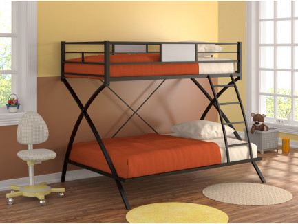 Двухъярусная кровать Виньола металлическая. Верхнее спальное место 190х90 см, нижнее 190х120 см